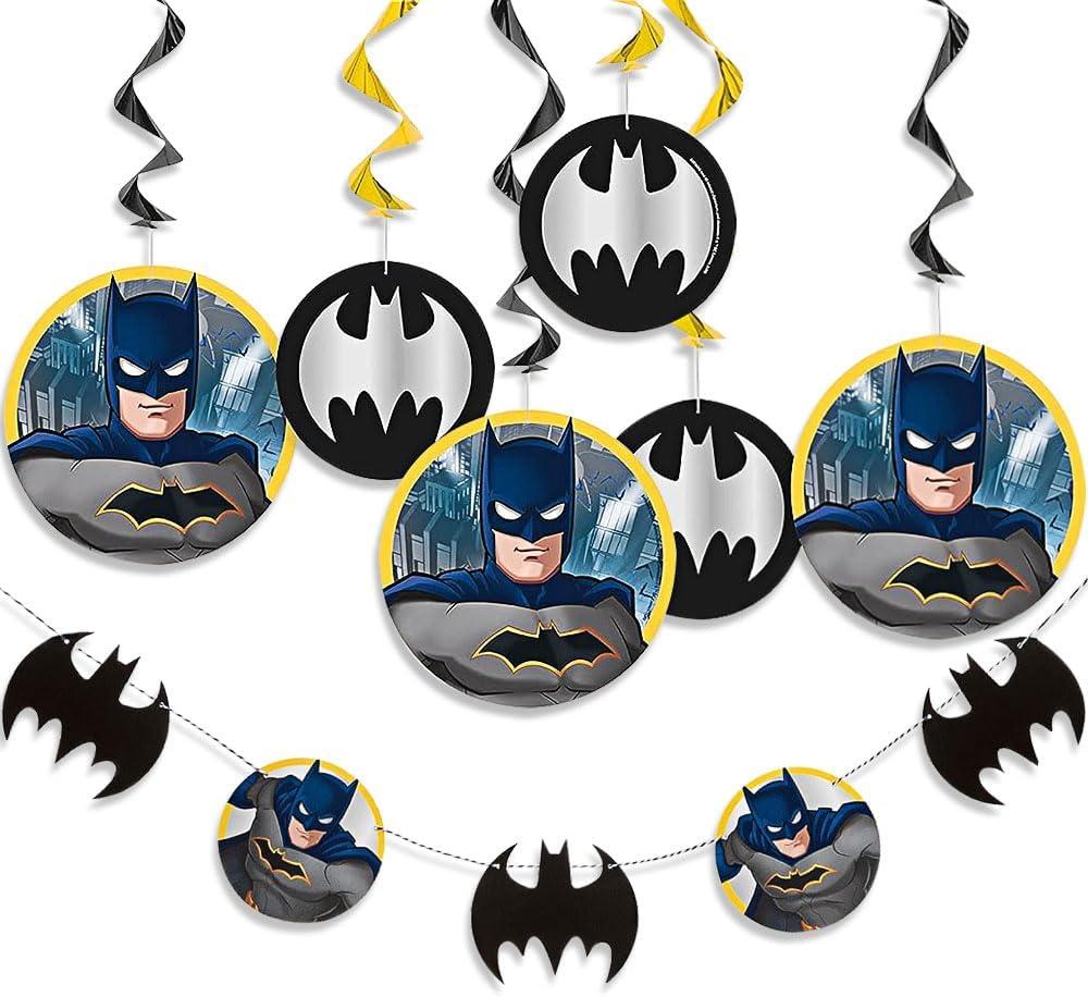 Unique Batman Party Decorations Kit - 7 Ft. (Pack of 7) - Multicolor Hanging Swirls & Garland - Perfect for Superhero Themed Birthday and Event Celebrations