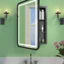 16x24 Inch LED Medicine Cabinet Mirror for Bathroom, Wall Mounted or Recessed Medicine Cabinet with Lights and Mirror, Full Metal, Stable & Removable 2 Shelves, Dimmable 3 Lighting Colors, Black