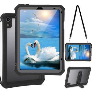 for iPad mini 6 Case/iPad mini 7 (A17 Pro) Case, Waterproof Case for iPad mini 7th Generation 2024/iPad Mini 6th Generation 2021 8.3-inch, Full Body Protective with Pencil Holder (Black)