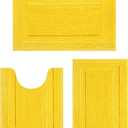SHACOS Yellow Fall Bathroom Rugs Sets 3 Piece, 16"x24" + 20"x32" Non Slip Bath Mat and 20"x24" Toilet Rugs U Shaped Washable, Soft Fluffy Water Absorbent Bath Rugs for Bathroom