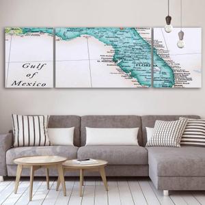 Large Size Canvas Wall Art Prints Map of Florida State in Framed Artwork for Living Room Art Wall Painting Pictures Posters Home Office Dcor 20x63