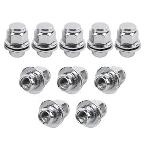 Hovom 10PCS M12x1.5 Lug Nuts, 37mm Chrome Car Wheel Nuts with Washer, Hex Tire Nut Replaces 611-211, Compatible with Camry Corolla RAV4 Tacoma Highlander RX350 ES350 RX450h IS300 (Wheel Nut, 10 PCS)