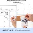 ARCOBIS Dry Erase Calendar with Cork Board for Wall, 24"x 18" Magnetic Calendar Whiteboard with Silver Frame, Monthly Combination Board for School, Home, Office