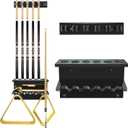 Pool Cue Rack Stick Holder, Billiards Pool Cue Rack Wall Mount Hardwood Pool Cue Set Holder for 6 Cues Sticks Storage Pool Table Accessories Equipment Organizer for Game Room Club (Black)