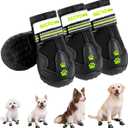 BECROWM Dog Shoes&Dog Boots for Small,Medium,Large Dogs,Waterproof Non-Slip Shoes for Winter&Hiking,Adjustable Paw Protection, for Dogs(#6(Width 2.76inch) for 55-66 lbs) (Black)