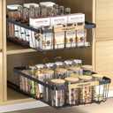 Pull Out Cabinet Organizer 2 Pack, Slide Out Drawers for Kitchen Cabinets, Cabinet Drawers with Adhesive Nano Glue for Bathroom, Living Room, Kitchen Clutter Organization (15.7 * 11 * 3.7) (Black)