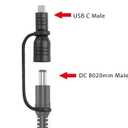 DC8020 to USB-C Adapter, DC8020 Female to Type C Connector Adapter for Solar Panel RV Portable Power Station Compatible with Jackery