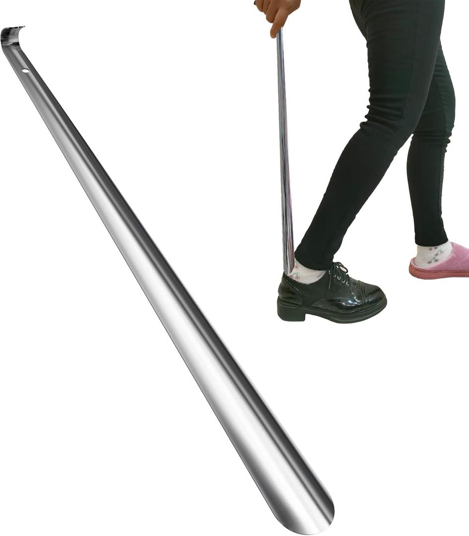 Shoe Horn Long Handle, Extra Long Shoe Horn for Seniors Men Women Kids, 23 inch Heavy Duty Stainless Steel Shoehorn