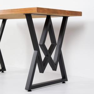 SSS Furniture 2PCS Metal Furniture Legs 28Height 24Wide,Black Cast Iron Coffee Table Legs,Rustic Decory Table Legs Triangle Shape Desk Legs DIY Furniture Bench, Dining Coffee Table (7)