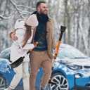 5-in-1 Extendable Snow Shovel and Ice Scraper for Car, 31"-40" Snow Brush with Squeegee, Pivoting Brush Head & Foam Grip for Windshield, Truck, SUV