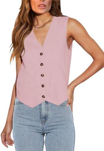 Floral Find Womens Casual Button Down Sleeveless Vest Fully Lined V Neck Business Jacket Waistcoat with Pocket S