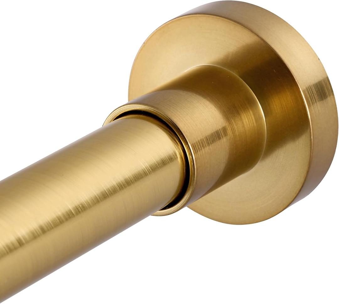 BRIOFOX Shower Curtain Rod Adjustable 32-75 Inch, Spring Tension Shower Rod No Drilling Non Slip, Gold