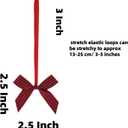 Meseey 30pcs 3 InchAdjustable Stretch Elastic Loops with Pre-Tied Red and Black Plaid Ribbon Bows for Gift Wrapping,Baby Showers, Weddings, Christmas Boxes (Red and Black, 3 Inch)