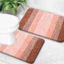 OLANLY Bathroom Rug Set 2 Piece, Soft Absorbent Microfiber Bath Mats and U-Shaped Contour Toilet Rug, Non-Slip, Machine Wash Dry, Plush Shaggy Bath Mats for Bathroom (30"x20"+24"x20", Orange)