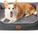 Orthopedic Dog Beds for Medium Dogs, Durable Egg Crate Foam Sofa Dog Bed wit Washable Removable Cover,Waterproof Lining,Pet Bed for Large Dogs (Dark Grey-Velvet, 31.5" L x 25.2" W x 7" Th)