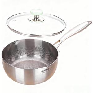 Titanium Saucepan with Lid, Non-Stick Titanium Pot, 500F Heat Resistant, Fast & Even Heating, Universal Induction Gas Electric Glass Halogen Cooktops, Dual-Pour Spouts Design3 QT), 3 Quart