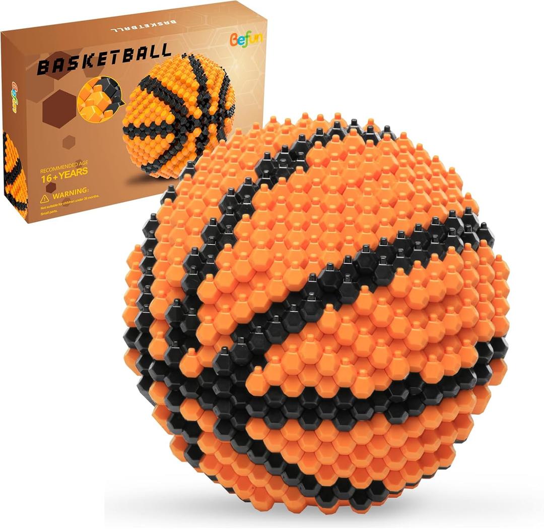 Befun Basketball Building Blocks Set, 579 Pieces Challenging STEM Building Kit for Adults & Teens 14 15 16, 3D Mini Soccer Model Educational Toy, Stress Relief Desk Decoration for Home & Office
