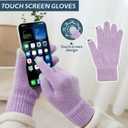 Double Couple 3pcs Winter Women scarf and hat and Touch Screen Gloves Set for Women Knit Hat with Faux Fur Ball Scarves Glove (Purple)