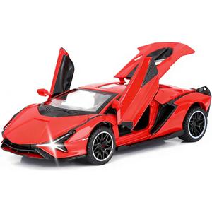 SASBSC Toy Cars for Kids Ages 3-12 Diecast Metal Model Car with Light and Sound Pull Back Toy Car for Boys Age 3 + Year Old (Red)