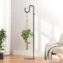 saffruff 74" Shepherds Hook Stand: Hanging Wind Chimes, Bird Feeders, Plants, Lanterns and Wreath, Adjustable Free Standing Pole Holder with Heavy Duty Base for Indoor & Outdoor, Holds Up to 20 LBS