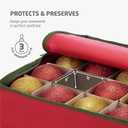 ZOBER Underbed Christmas Ornament Storage Box - Stores 120 3" Ornaments, With Dividers - Tear Proof 600D Oxford Fabric, Ornament Organizer Storage Box, Durable Christmas Containers Holder - Red