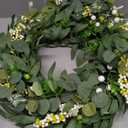 20 Inch Olive Leaf Wreath for Front Door & Porch - All-Weather Outdoor Decor with Artificial Leaves Mixed Berry Wreaths, Farmhouse Greenery for Entryway, Patio & Front Porch