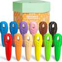Mess Free Beeswax Crayons for Toddlers, Made with 100% Pure Beeswax-(12 Colors), Baby's First Non Toxic Washable Jumbo Crayons with 108 FREE Coloring Books PDF Pages, for Kids Ages1-3,2-4,4-8