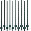 10 Pack Metal Fence Post, 7 Feet Heavy Duty Garden with U-Post, No Dig Garden Fence Stakes for Temporary Fencing, Corner Anchor