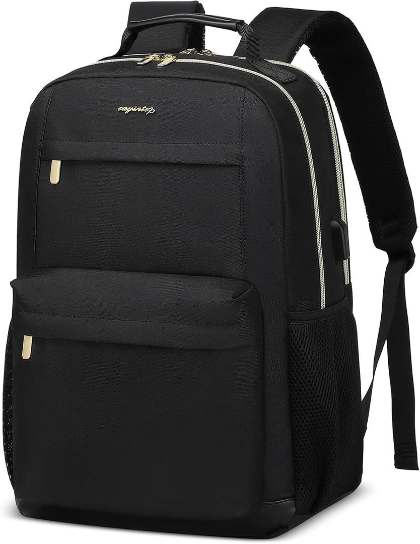 School Backpack for Teen Girls - Cute College Backpacks Student Bookbag Travel Back Pack for Women with USB Charger 17 inch Laptop Bags Anti-theft Casual Daypack (Black)