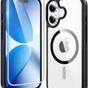 FNTCASE for iPhone 17 Case Clear: Magnetic Phone Cases with Screen Protector Drop Proof Compatible with Magsafe Slim Anti Yellowing Rugged Shockproof Protective Transparent Cell Cover (B-Black)