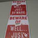 2 x Alotpower Halloween Decorations Metal Tin Sign for Outdoor Yard, Garage Wall, Rustic Vintage Beware of Well Just Beware, 7.8x11.8in