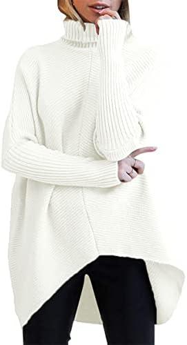 ANRABESS Womens Oversized Turtleneck Batwing Long Sleeve Casual Cozy Baggy Knit Pullover Tunic Sweater 2025 Fall Outfits, Size Small