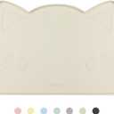 Coomazy Cat & Dog Feeding Mat, Thicker Non-Slip Silicone Mat with Raised Edge, Waterproof for Food & Water (Beige, Medium)