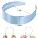 3 x WantGor 1.6 Inch Wide Headbands Silk Satin Plain Headband for Women, Non Slip Solid Hair Bands Hair Accessories Cosplay DIY Holiday Head Band (Blue, Large)