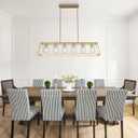 6-Light Gold Chandeliers for Dining Room | Modern Kitchen Island Light Fixture | Rectangle Chandelier for with Clear Glass Shade | Apply to Dining Room Light fixtures Over Table, L48" - 6 Light