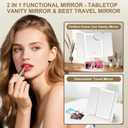 Mocado Makeup Mirror with Lights, 20X/7X/3X Magnifying Mirror with Light,Rechargeable & Height Adjustable Lighted Makeup Mirror,Vanity Mirror with 3 Colors Lights,Detachable Design for Travel(White)