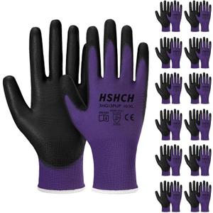 Work Gloves for Men and Women 12 Pairs, PU Coated Safety Gloves with Grip, Ideal for General Duty, Warehouse, Auto, DIY (Small)