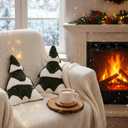 Vicenpal 3 Pcs Christmas Tree Throw Pillows Decorative Green and White Xmas Tree Shaped Pillows Christmas Plush Decor for Winter Holiday Party Outdoor Bedroom Cushion Decoration