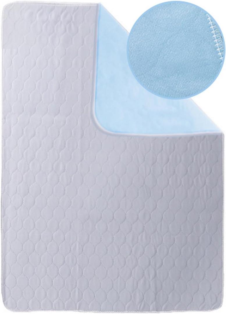 Highly Absorbent Incontinence Bed Pads, Anti Slip Reusable Underpads, Washable Waterproof Positioning Bed Pads for Adults, Elderly, Pets, Blue Grey, 39"x59"