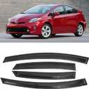 Window Visor for Toyota Prius 2010-2015, Out-Channel Rain Guards Shields Vent Deflector Shade Wind Dark Smoke 2011 2012 2013 2014, Tape-On Outside-Mount, 4PCS