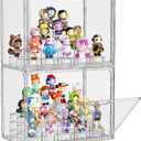 JOYZAN Acrylic Display Case 2 Pack Display Boxes for Collectibles, Figure Display Case with Magnetic Door, Stackable Clear Box with Moveable Cylindrical Modules for Popmart, Funko, Doll