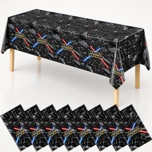 8Pcs Galaxy Movie Themed Birthday Decorations Tablecloths, 54" x 108" Space Battleship Wars Table Cloth Disposable Rectangle Plastic Table Cover Star Universe Starship for Boys Birthday Party Supplies