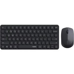 Rapoo 9010M Multi-Device Keyboard and Mouse Combo, 2.4GHz/Bluetooth 5.0/4.0 Wireless Keyboard & Mouse Set for Windows/Mac/Linux/Chrome, Support 4 Devices, Low-Profile Silent Click, Battery Powered (Black)
