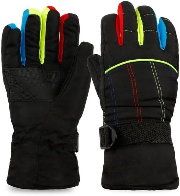 Kids Snow Gloves for Skiing Kids Mitten Winter Waterproof Girls and Boys Snow Gloves for Winter Cold Weather (3-6 years old, Black)