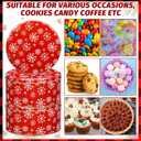 6 Pcs Christmas Cookie Tins with Lids 7 Inch Round Metal Snowflake Container Xmas Cookie Boxes Empty Holiday Decorative Tins for Gift Giving Baking Chocolate Snack Storage, Red