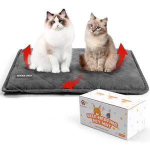 Mora Pets Self Heating Cat Bed Self Warming Cat Bed Thick Thermal Pet Bed Mat 36 x 24 Inches Removable Washable Cover for Outdoor Indoor Cats and Dogs Suede Grey Large