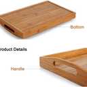 Bamboo Serving Tray with Handles, Tabletop Countertop Tea Coffee Breakfast Tray, Organizer Storage Container for Kitchen Bedroom Living Room Office Dining Room Bar, 12.4 x 7.2 x 1.1 Inch