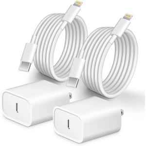 Phone 14 13 12 Fast Charger [MFi Certified] 10FT Type C to Lightning Charger 2 Pack 20W USB C Charging Block with Fast Charging Cable for Phone 14/14 Pro/13/13Pro Max/12/12 Pro Max/11/XS/XR/X/8Plus (White)