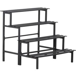 Aluminum Plant Stand - Indoor & Outdoor Ladder Display Shelf for Plants - Sturdy Space-Saving Utility Organizer for Patio, Balcony & Garden (4-Tier)