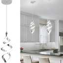 Modern Led Pendant Light Fixture, 15W Chrome Spiral Led Chandelier Hanging Lamp, 4500K Daylight White Pendant Lamp, Adjustable Height Pendant Light for Kitchen Dining Room Bedroom Kitchen Island Cafe